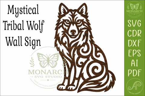 Mystical Tribal Wolf SVG, Single Layer Laser Cut File SVG APInspireddesigns 