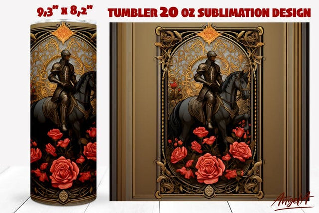Mystical tumbler / Gothic tumbler / medieval gothic knight Sublimation Angelina Semenova 