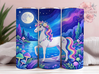 Mystical Unicorn Moon 20oz Tumbler, Unicorn Motif, Moon Design, Mystical Theme, Fantasy Style, Whimsical Charm, 20oz Wrap, Sublimation Tumbler Sublimation Li Zamperini 