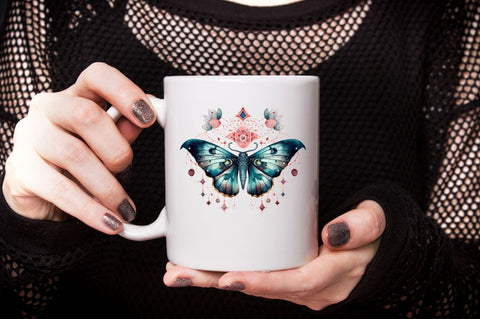 Mystical Watercolor Moth Clipart Bundle Sublimation Designangry 