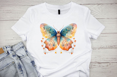 Mystical Watercolor Moth Clipart Bundle Sublimation Designangry 