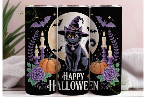 Mystical Witch Cat 20oz Tumbler Wrap Sublimation PixelChick 