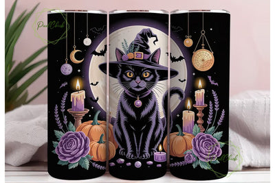 Mystical Witch Cat 20oz Tumbler Wrap Sublimation PixelChick 