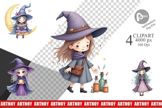 Mystical Witch Dolls Clipart Sublimation artnoy 