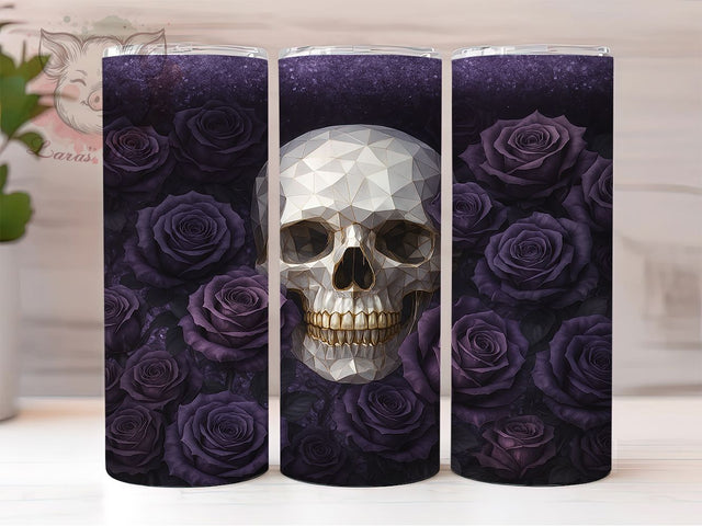 Mystical Witch Skull Tumbler Wrap, Purple Skull Art, Dark Rose Gift, Witchy Aesthetic, Sublimation Template, 20oz Tumbler Wrap, Mystical Design Sublimation Lara' s Designs 