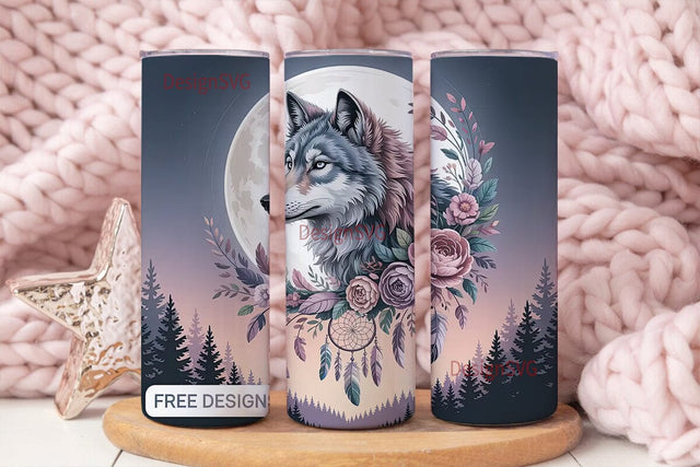 Mystical Wolf 20oz Tumbler Wrap Sublimation DesignSVG 