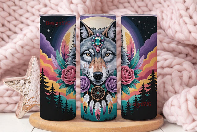 Mystical Wolf 20oz Tumbler Wrap Sublimation DesignSVG 