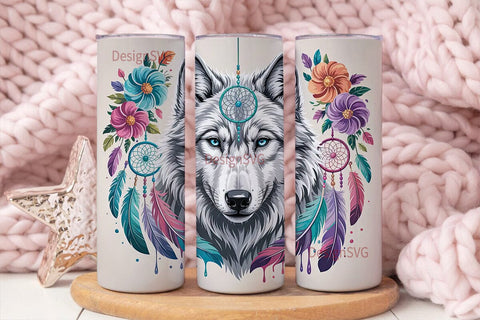 Mystical Wolf 20oz Tumbler Wrap Sublimation DesignSVG 