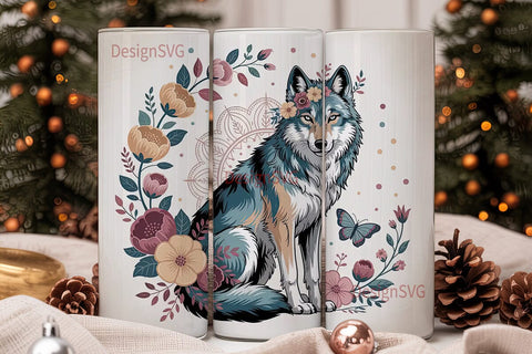Mystical Wolf 20oz Tumbler Wrap Sublimation DesignSVG 