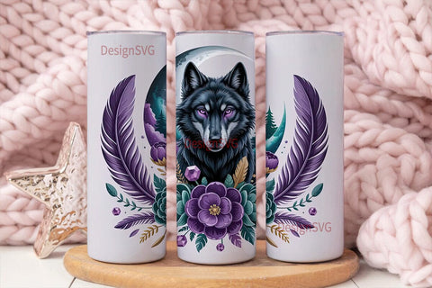 Mystical Wolf 20oz Tumbler Wrap Sublimation DesignSVG 