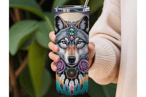 Mystical Wolf 20oz Tumbler Wrap Sublimation DesignSVG 
