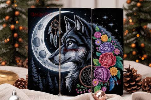 Mystical Wolf 20oz Tumbler Wrap Sublimation DesignSVG 