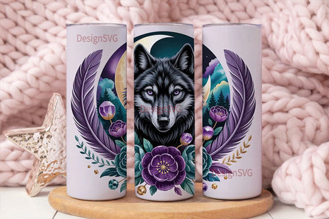 Mystical Wolf 20oz Tumbler Wrap Sublimation DesignSVG 