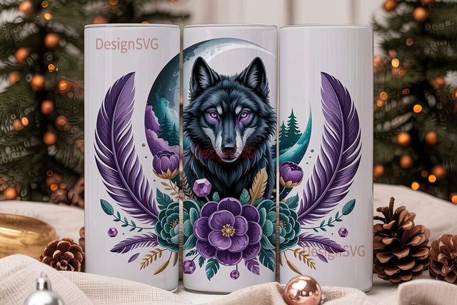 Mystical Wolf 20oz Tumbler Wrap Sublimation DesignSVG 
