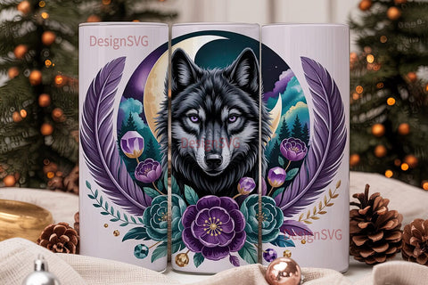 Mystical Wolf 20oz Tumbler Wrap Sublimation DesignSVG 