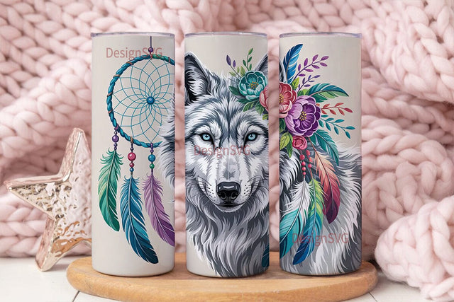 Mystical Wolf 20oz Tumbler Wrap Sublimation DesignSVG 