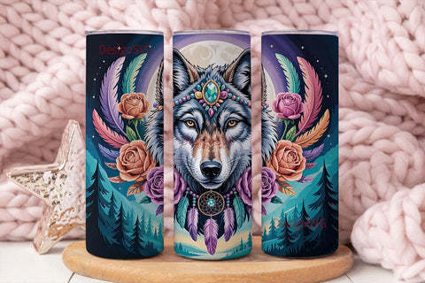 Mystical Wolf 20oz Tumbler Wrap Sublimation DesignSVG 