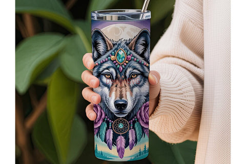Mystical Wolf 20oz Tumbler Wrap Sublimation DesignSVG 