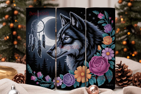 Mystical Wolf 20oz Tumbler Wrap Sublimation DesignSVG 