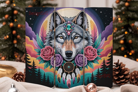 Mystical Wolf 20oz Tumbler Wrap Sublimation DesignSVG 