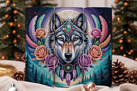 Mystical Wolf 20oz Tumbler Wrap Sublimation DesignSVG 