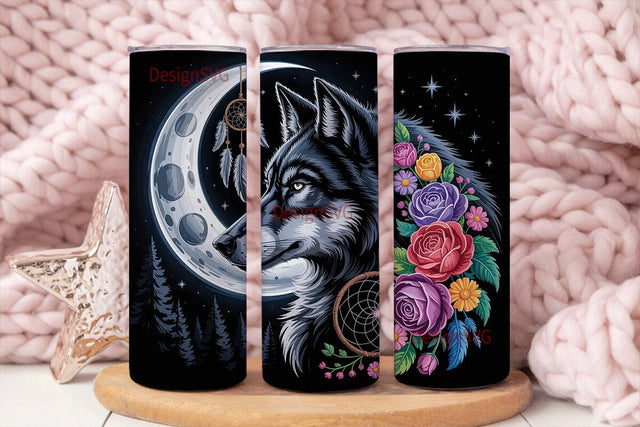 Mystical Wolf 20oz Tumbler Wrap Sublimation DesignSVG 