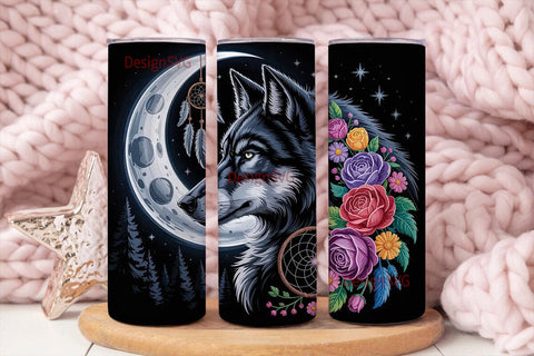 Mystical Wolf 20oz Tumbler Wrap Sublimation DesignSVG 