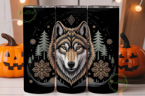 Mystical Wolf 20oz Tumbler Wrap Sublimation PixelChick 