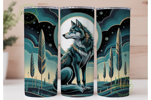 Mystical Wolf 20oz Tumbler Wrap Sublimation PixelChick 