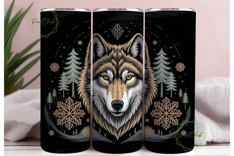 Mystical Wolf 20oz Tumbler Wrap Sublimation PixelChick 