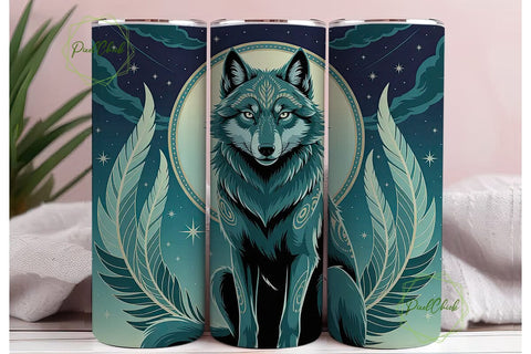 Mystical Wolf 20oz Tumbler Wrap Sublimation PixelChick 