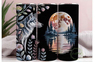 Mystical Wolf 20oz Tumbler Wrap Sublimation PixelChick 