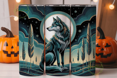 Mystical Wolf 20oz Tumbler Wrap Sublimation PixelChick 