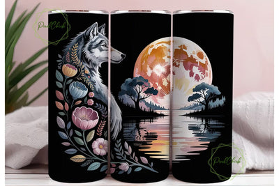 Mystical Wolf 20oz Tumbler Wrap Sublimation PixelChick 