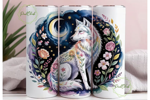 Mystical Wolf 20oz Tumbler Wrap Sublimation PixelChick 