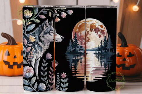 Mystical Wolf 20oz Tumbler Wrap Sublimation PixelChick 