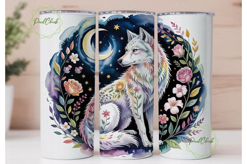 Mystical Wolf 20oz Tumbler Wrap Sublimation PixelChick 