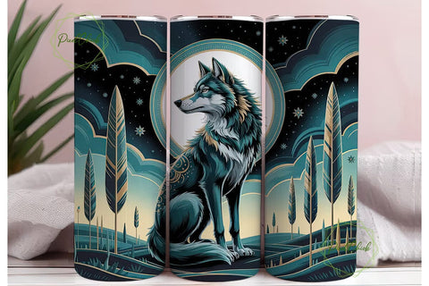 Mystical Wolf 20oz Tumbler Wrap Sublimation PixelChick 