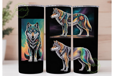 Mystical Wolf 20oz Tumbler Wrap Sublimation PixelChick 