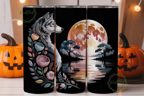 Mystical Wolf 20oz Tumbler Wrap Sublimation PixelChick 