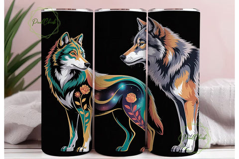 Mystical Wolf 20oz Tumbler Wrap Sublimation PixelChick 