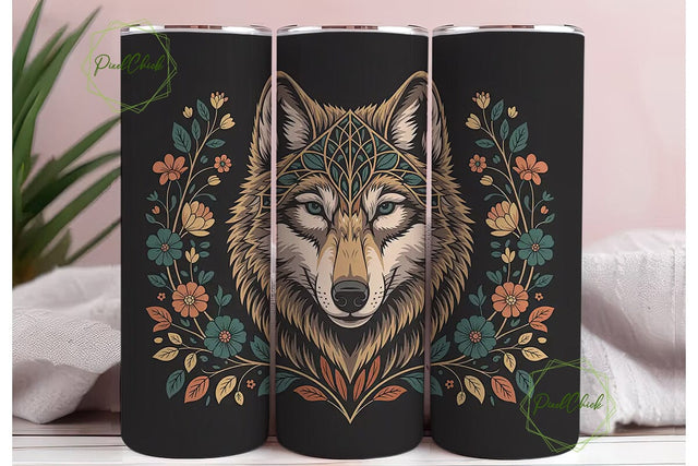 Mystical Wolf 20oz Tumbler Wrap Sublimation PixelChick 