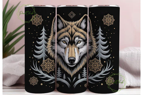 Mystical Wolf 20oz Tumbler Wrap Sublimation PixelChick 