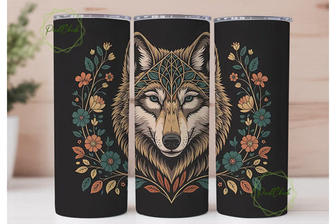 Mystical Wolf 20oz Tumbler Wrap Sublimation PixelChick 
