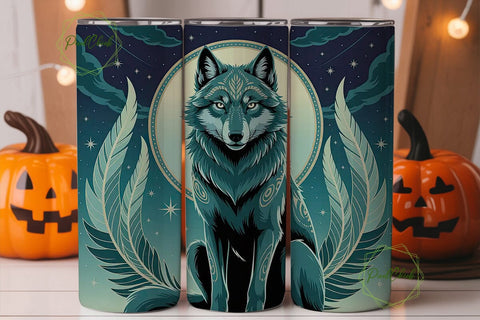 Mystical Wolf 20oz Tumbler Wrap Sublimation PixelChick 