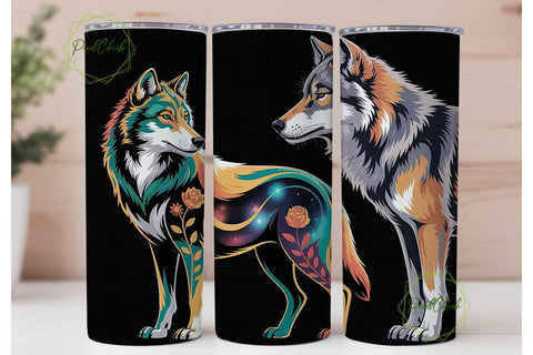 Mystical Wolf 20oz Tumbler Wrap Sublimation PixelChick 