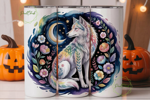 Mystical Wolf 20oz Tumbler Wrap Sublimation PixelChick 