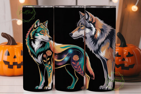Mystical Wolf 20oz Tumbler Wrap Sublimation PixelChick 
