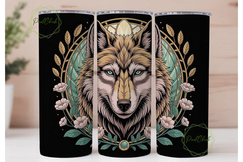 Mystical Wolf 20oz Tumbler Wrap Sublimation PixelChick 