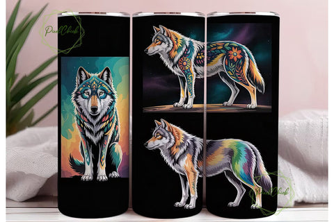 Mystical Wolf 20oz Tumbler Wrap Sublimation PixelChick 